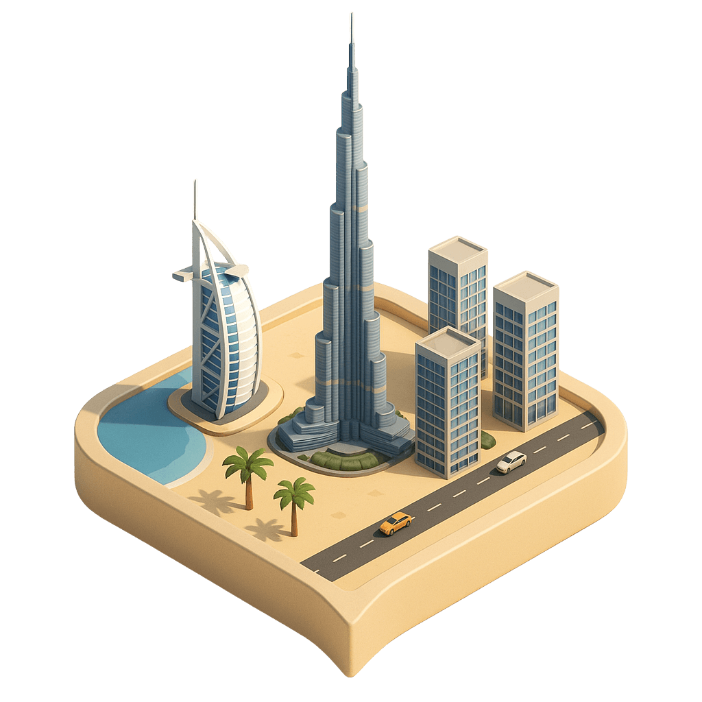 Stylized Dubai skyline